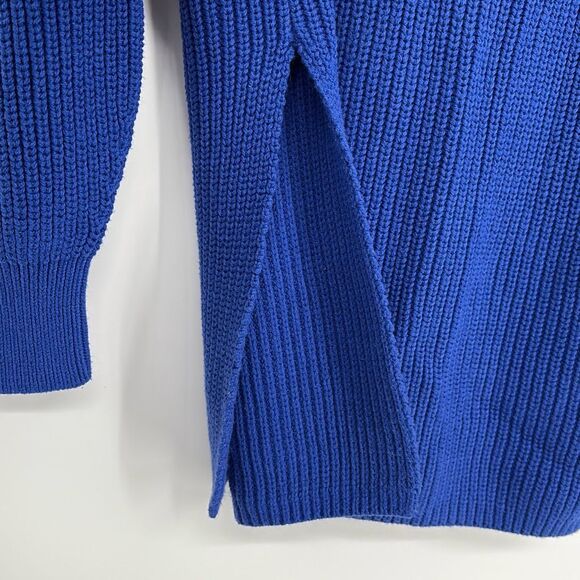 Loft Shaker Chunky Knit Open Back Keyhole  Side Slit Sweater Cobalt Blue S - Picture 6 of 14
